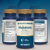 Nature's Wonder Melatonin with Lemon Balm Tablets with a glass of water