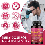NATURE TARGET Berberine HCl Capsules lifestyle shot with a glass of water