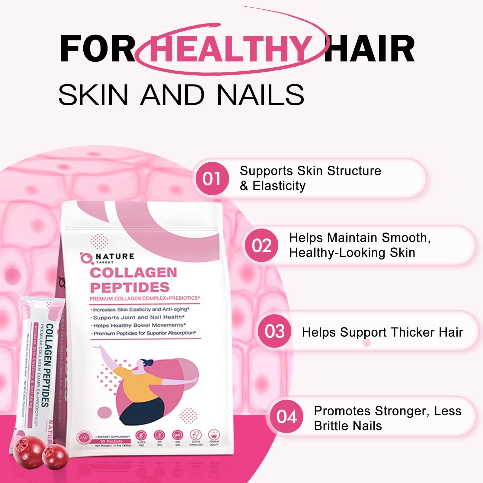 NATURE TARGET Collagen Peptide Powder mixed in a smoothie