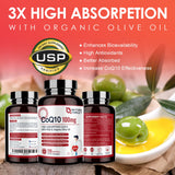 NATURE TARGET CoQ10 100mg softgels lifestyle scene with glass of water