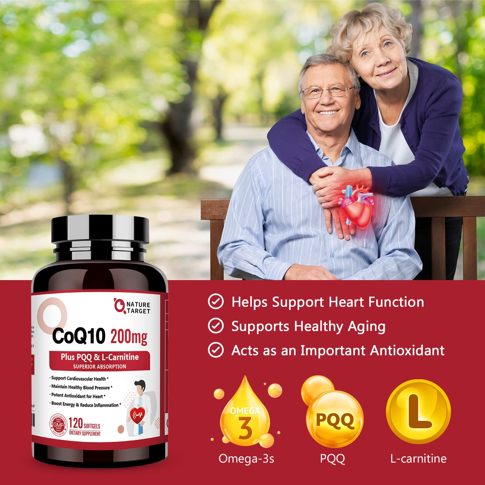 NATURE TARGET CoQ10 200mg Softgels with Omega-3s and PQQ
