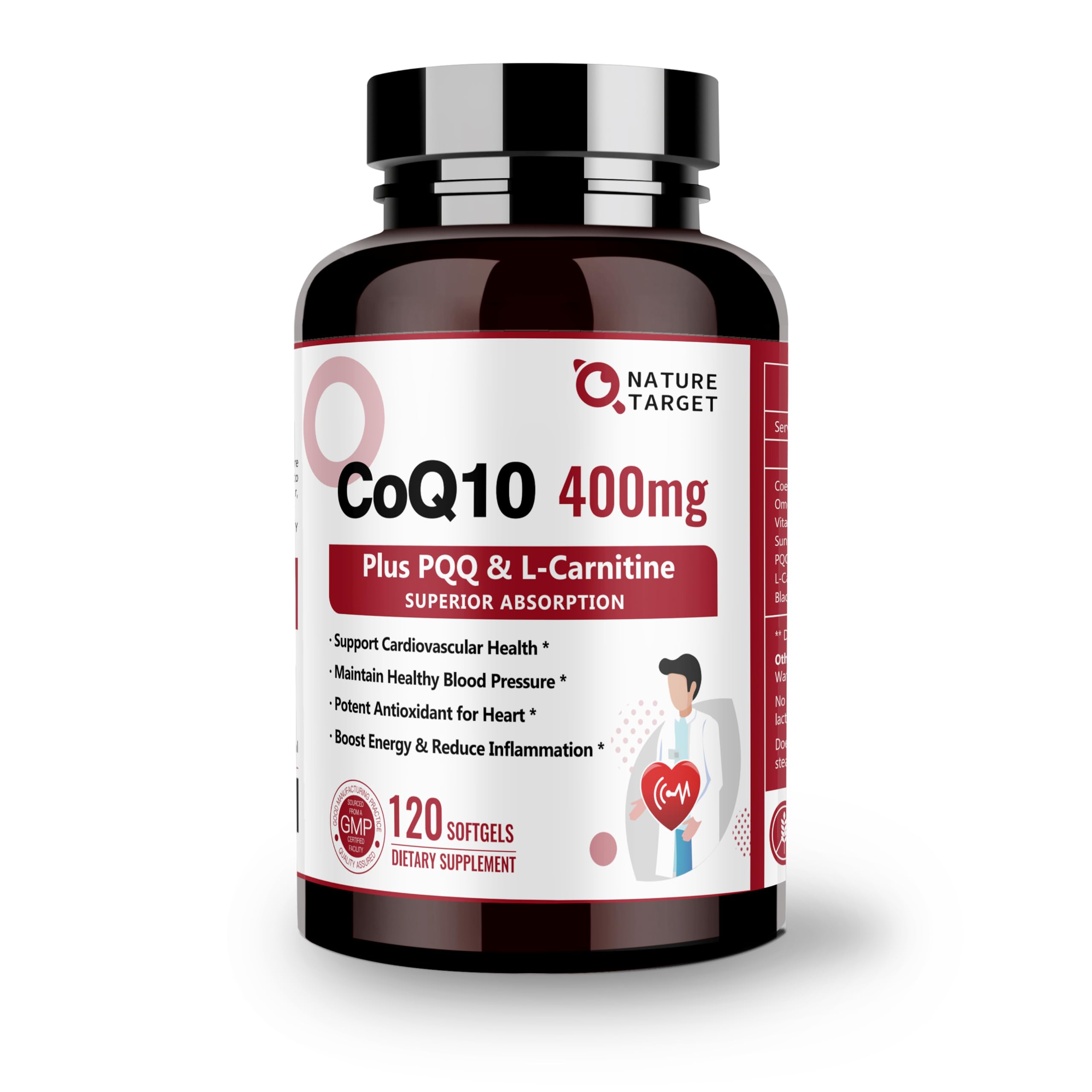 NATURE TARGET CoQ10 400mg Softgels front view with packaging