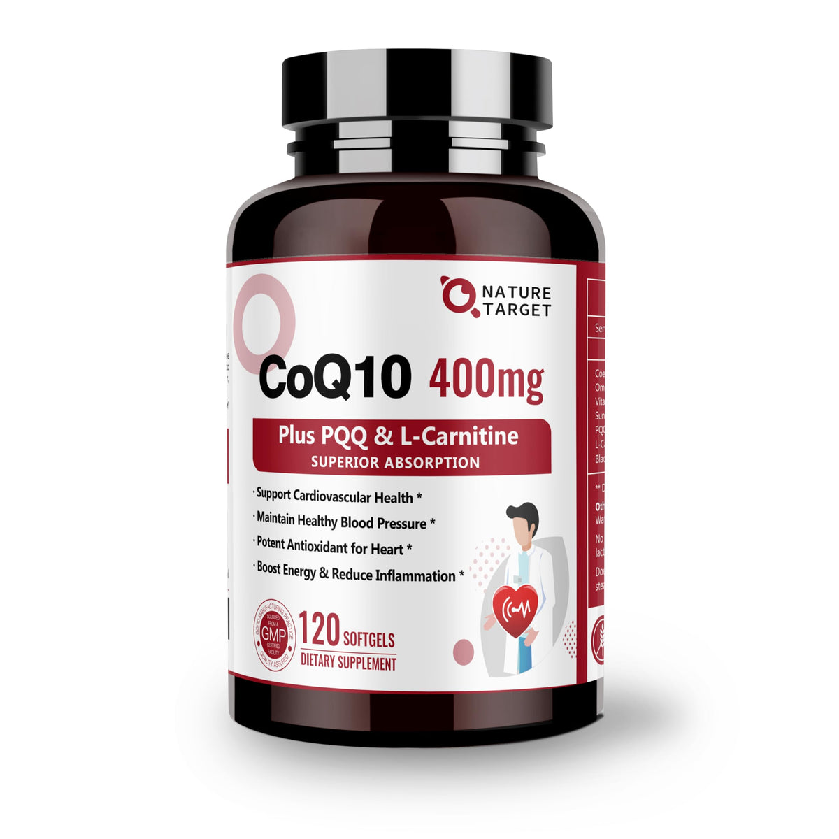 NATURE TARGET CoQ10 400mg Softgels front view with packaging