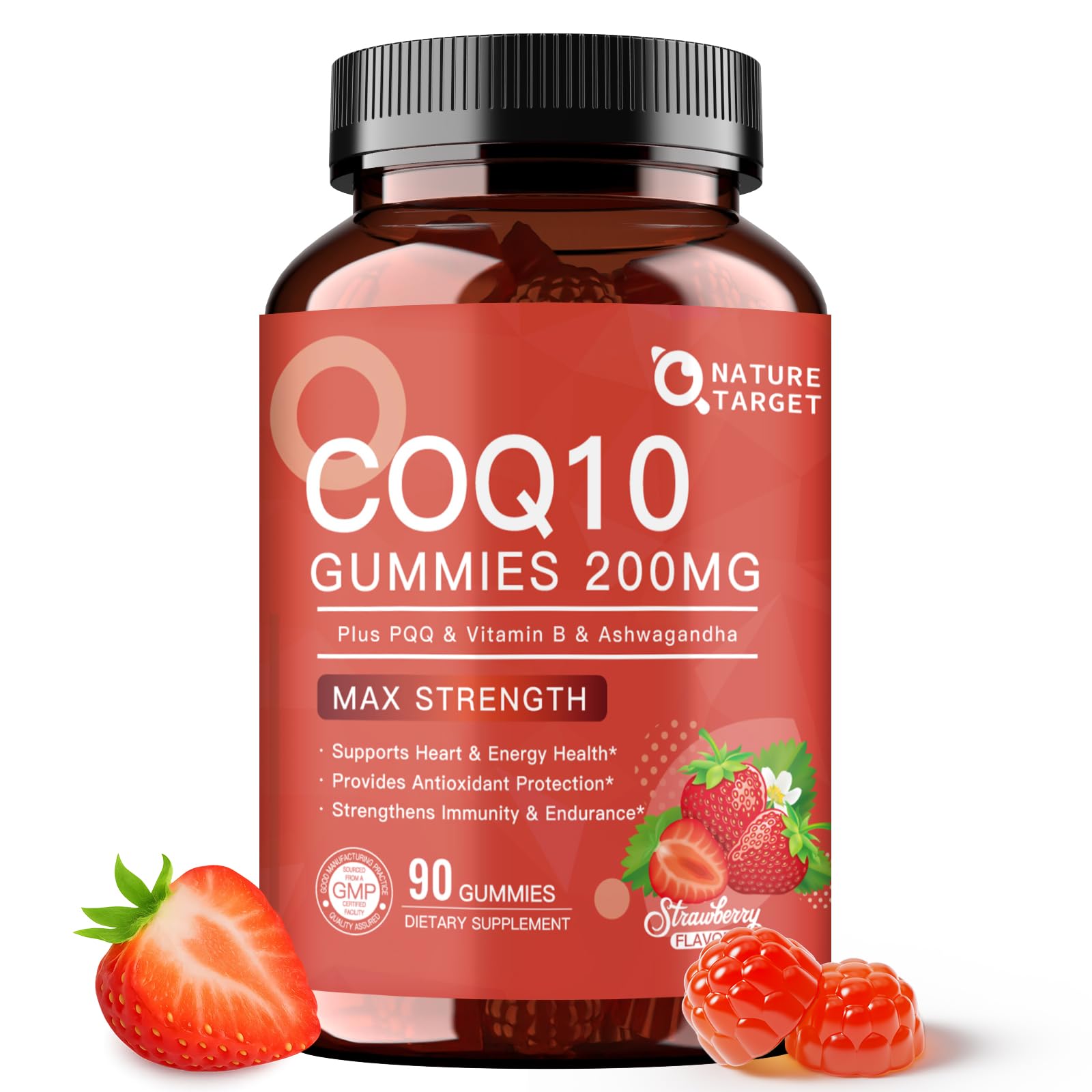 NATURE TARGET CoQ10 Gummies 200mg front view with packaging
