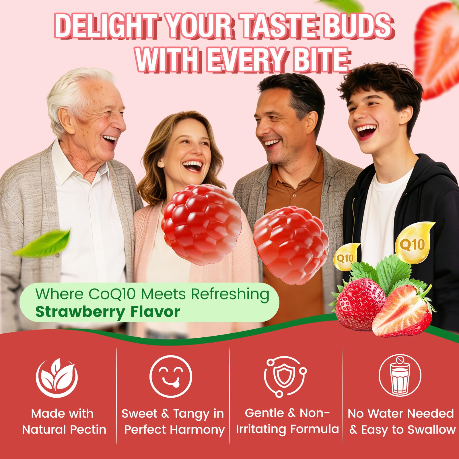 NATURE TARGET CoQ10 Gummies 200mg strawberry flavour gummies