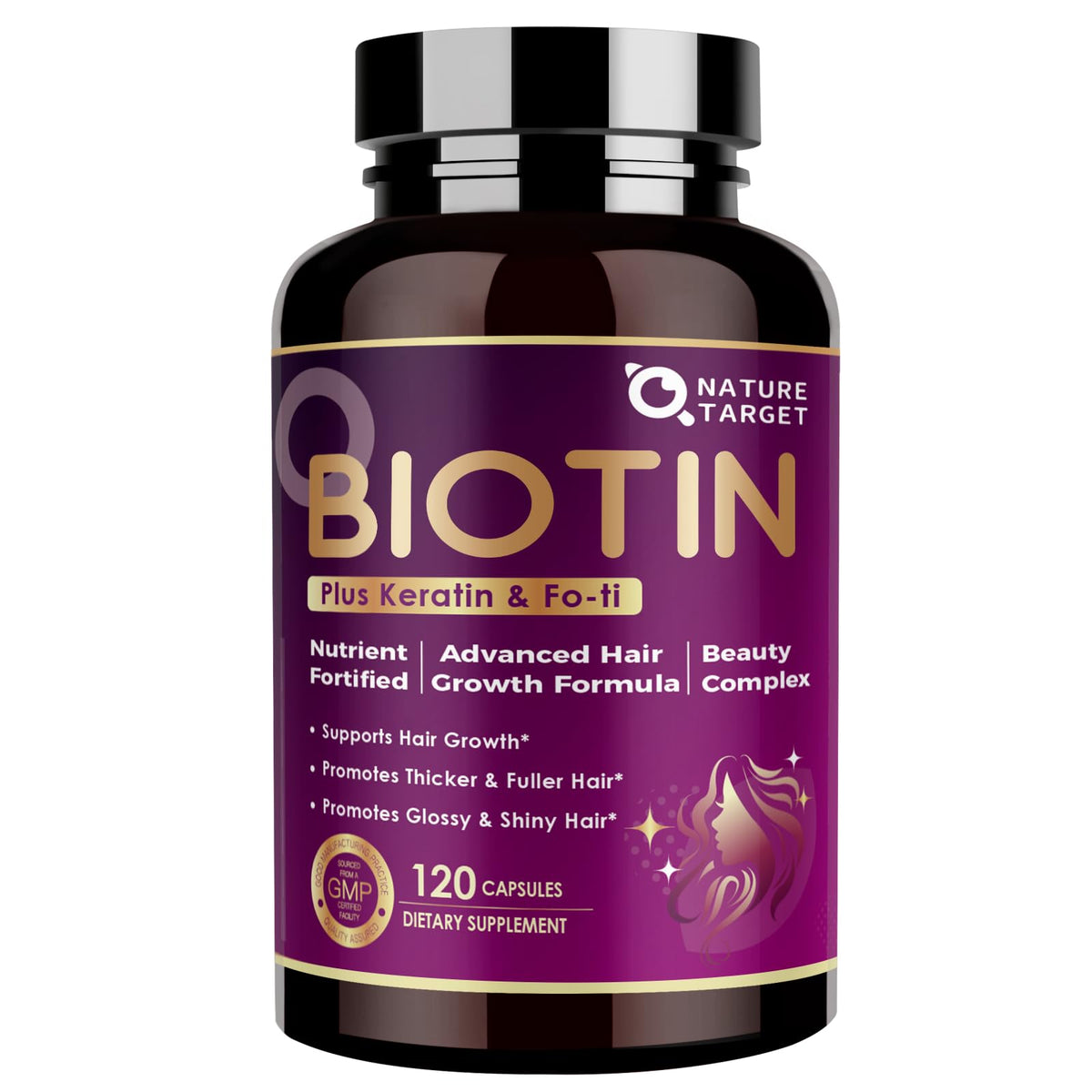 NATURE TARGET Hair Growth Vitamins 120 capsules front view