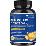 NATURE TARGET Magnesium Citrate 500mg 120 vegan capsules front view