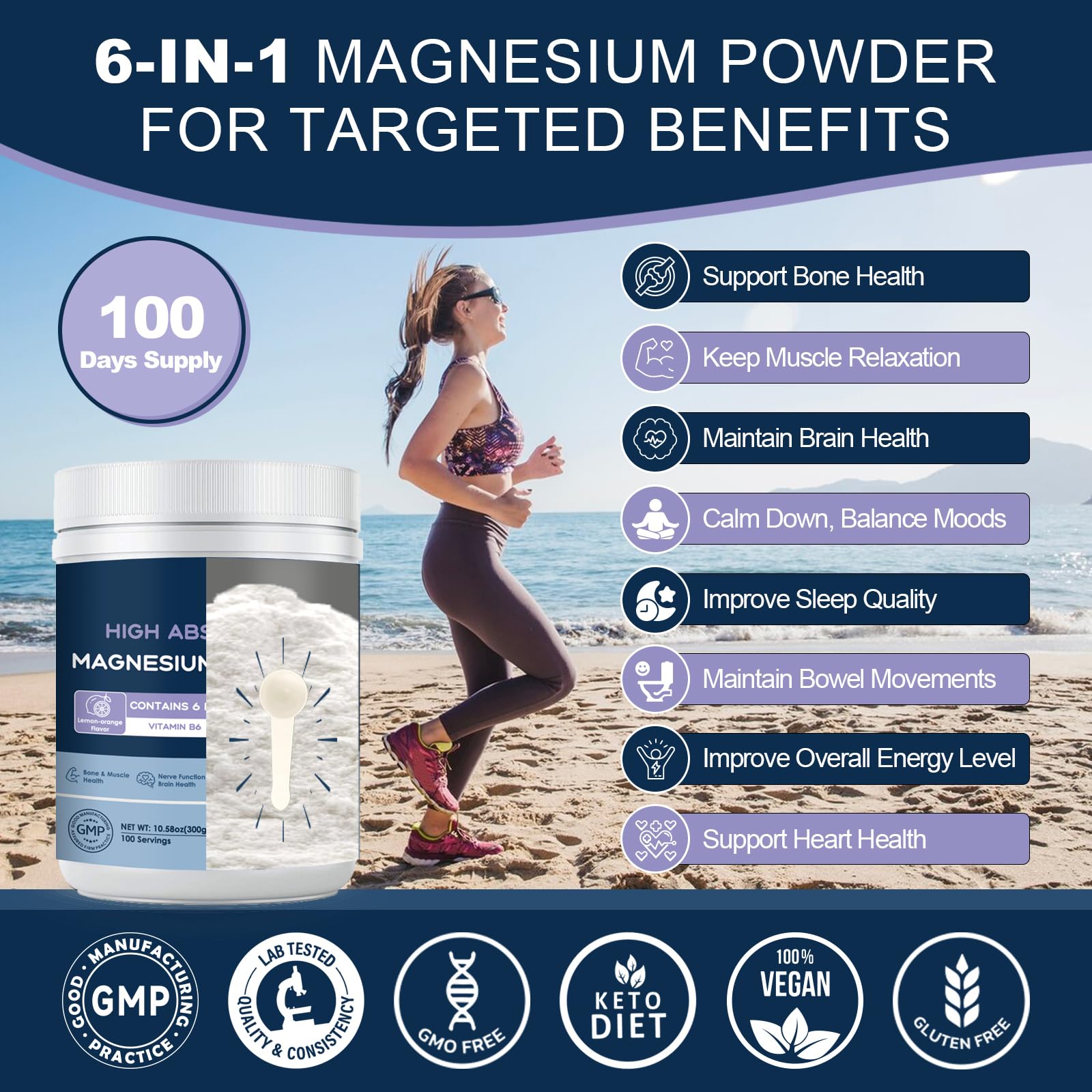 NATURE TARGET Magnesium Complex Powder back view with ingredient list