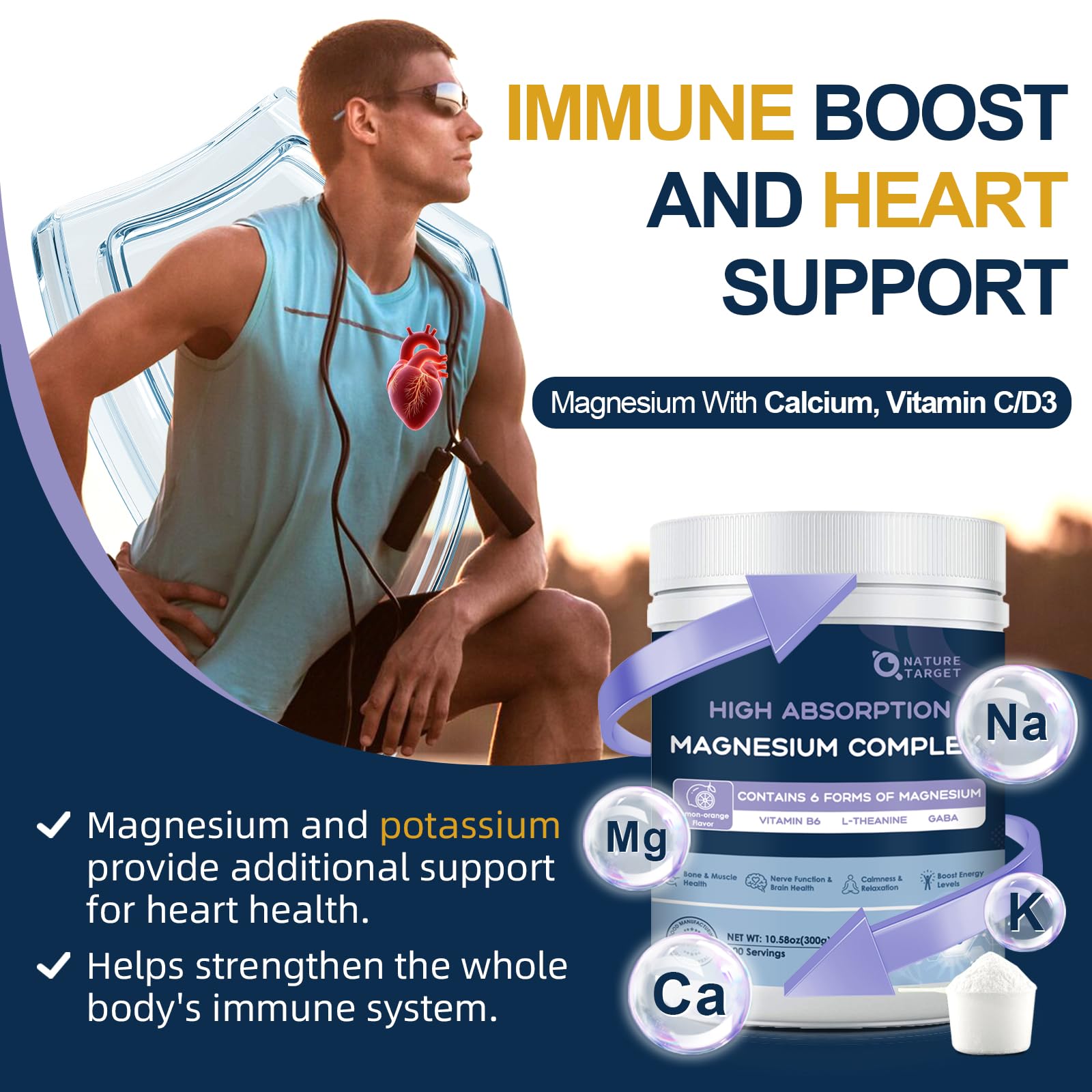 NATURE TARGET Magnesium Complex Powder on a wooden table