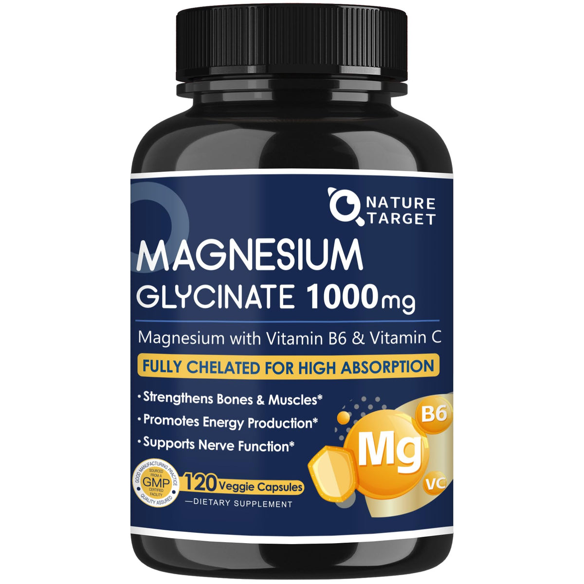 NATURE TARGET Magnesium Glycinate Capsules 1000mg front view