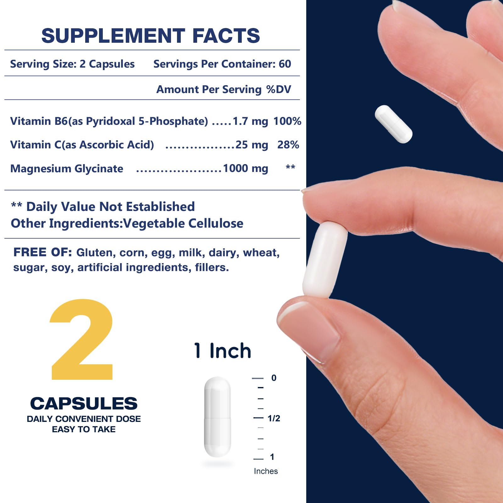 NATURE TARGET Magnesium Glycinate Capsules 1000mg side view