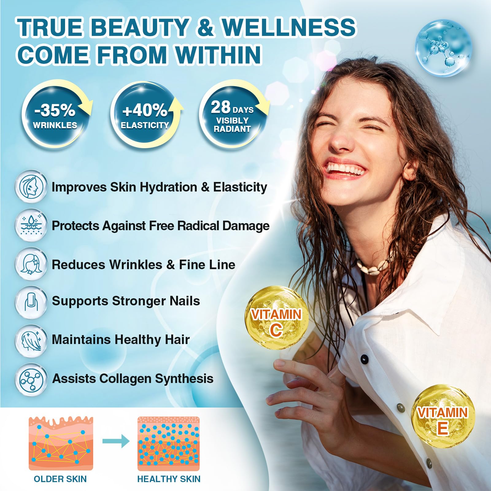 NATURE TARGET Marine Collagen Peptides in a glass of water
