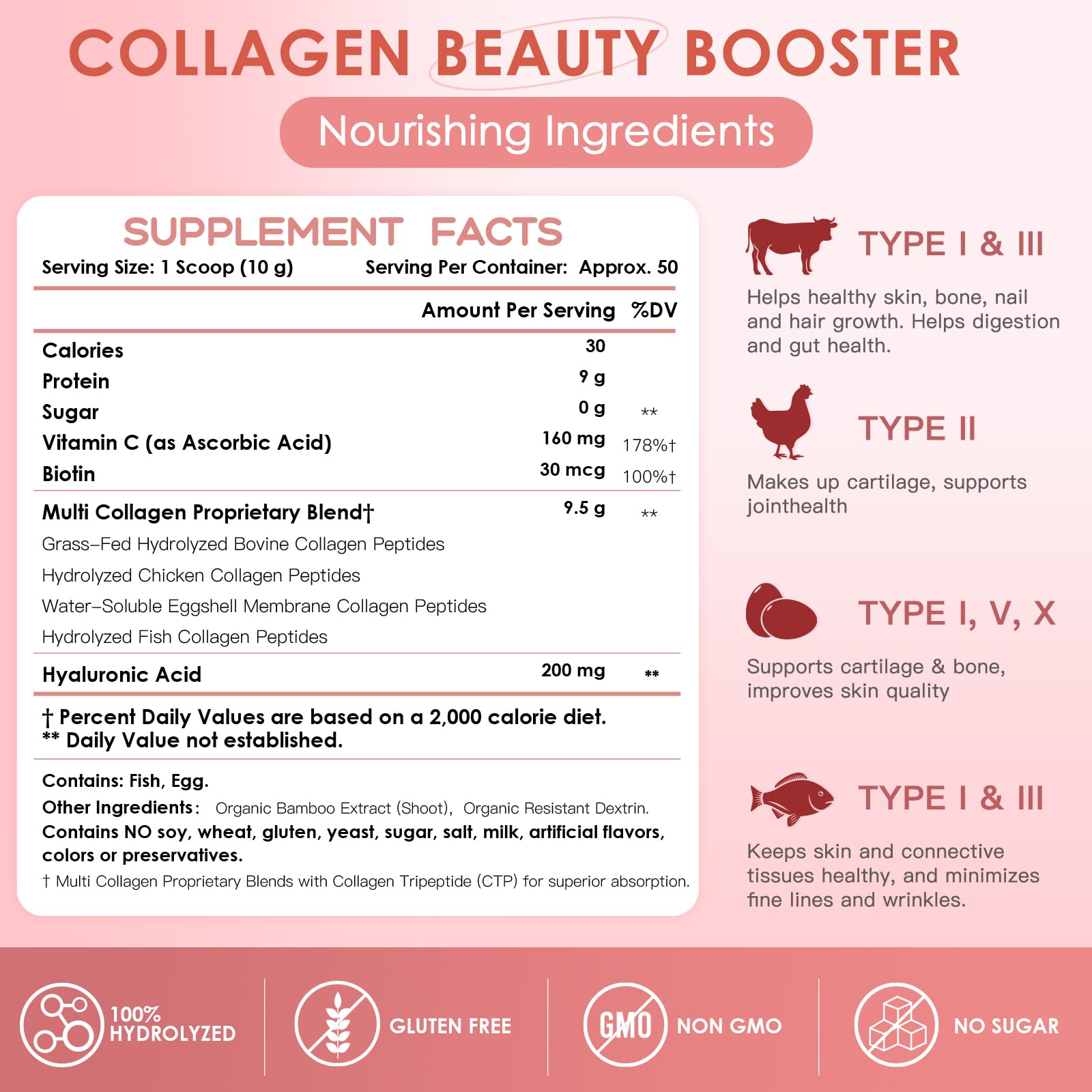 NATURE TARGET Multi-Collagen Blend 500g packaging