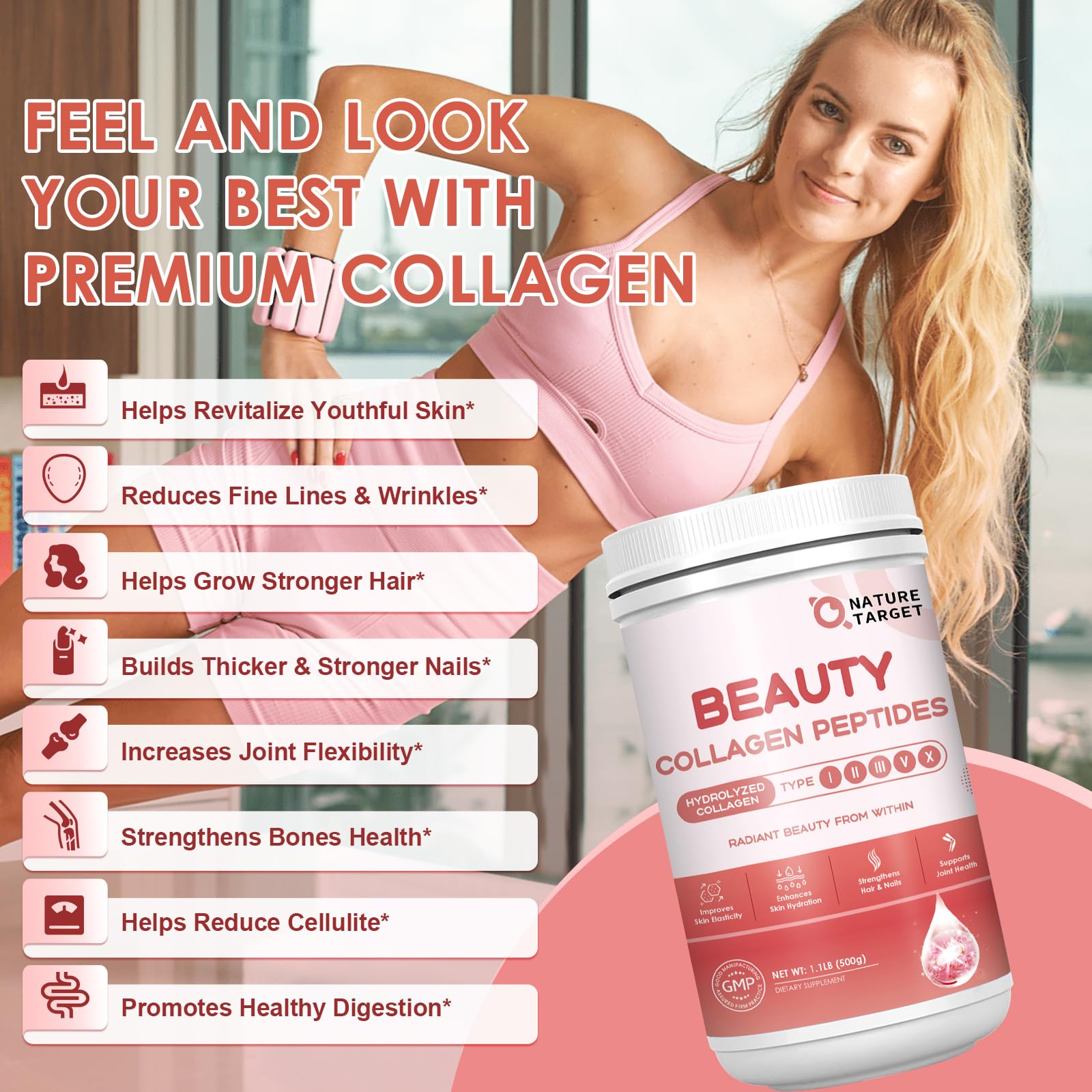 NATURE TARGET Multi-Collagen Blend 500g side view