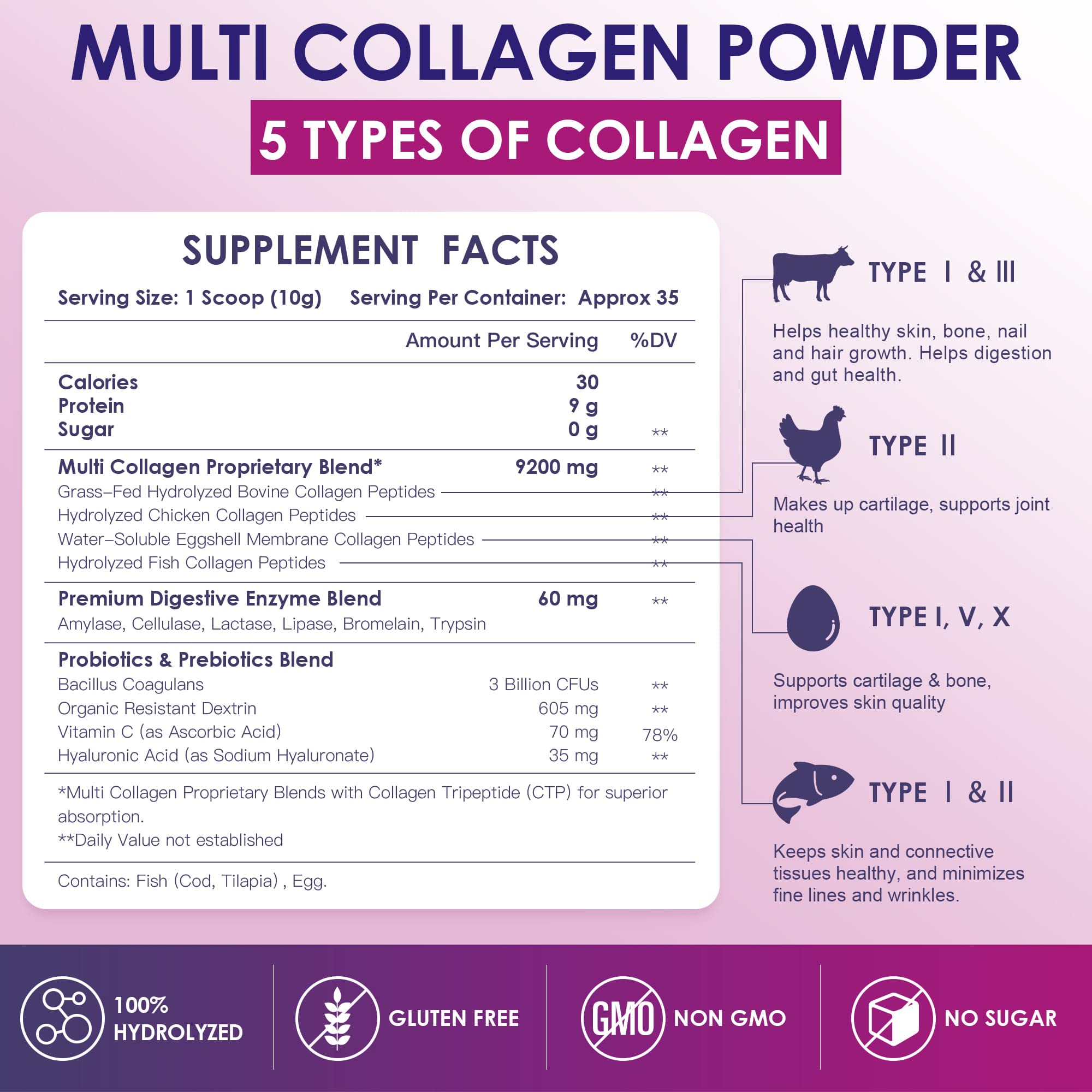 Nature Target Multi Collagen Powder 350g packaging