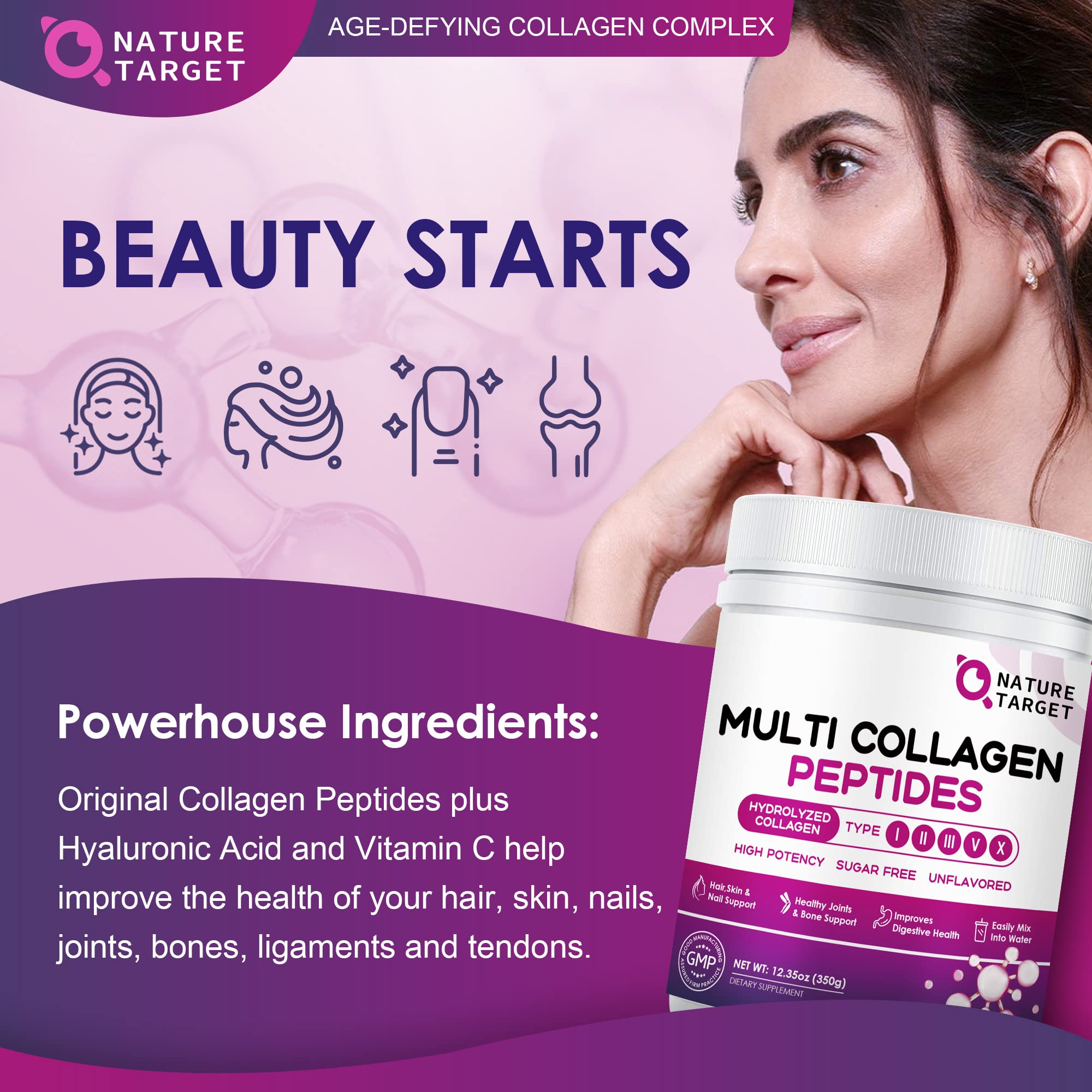 Nature Target Multi Collagen Powder mixed in a smoothie