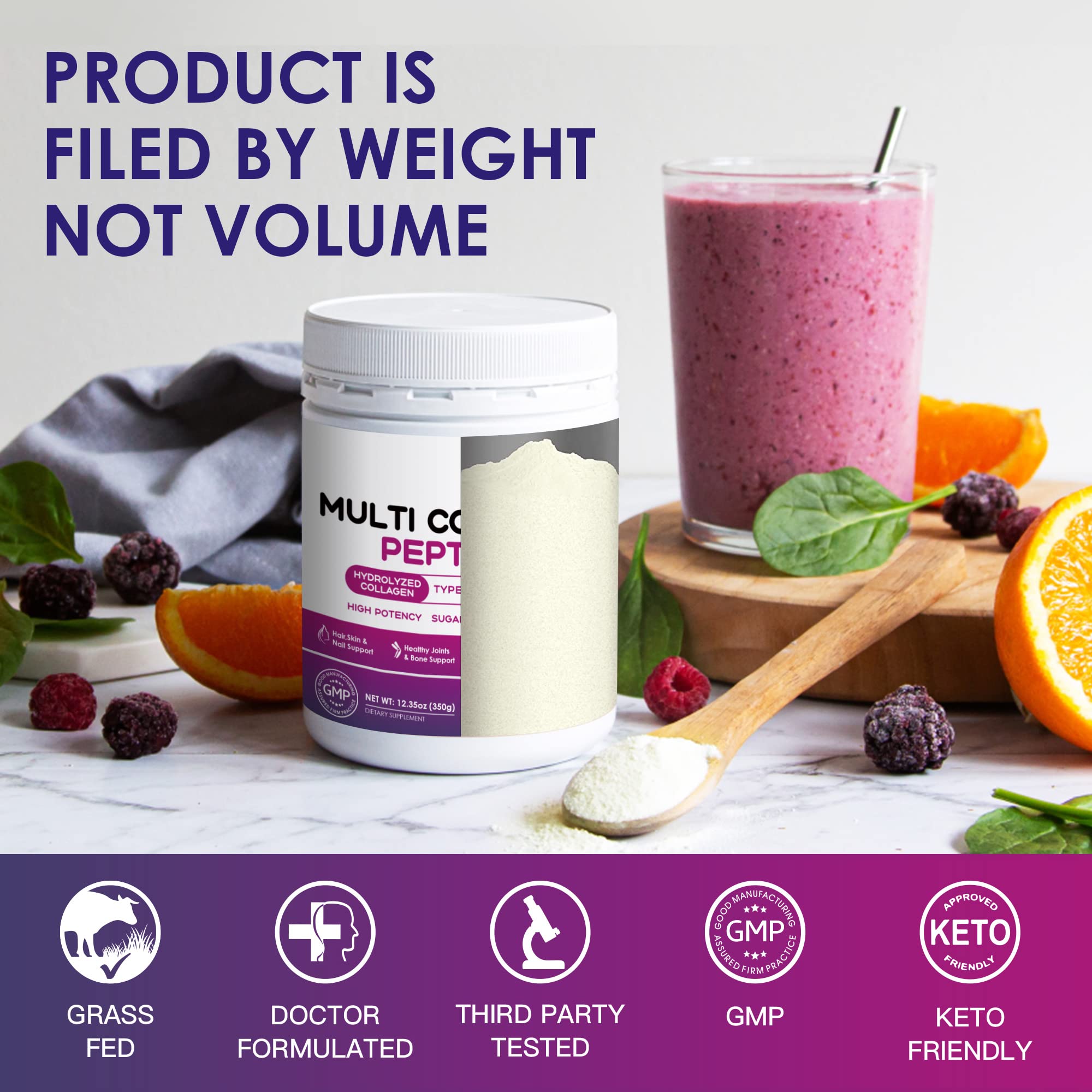 Nature Target Multi Collagen Powder with Vitamin C and Hyaluronic Acid