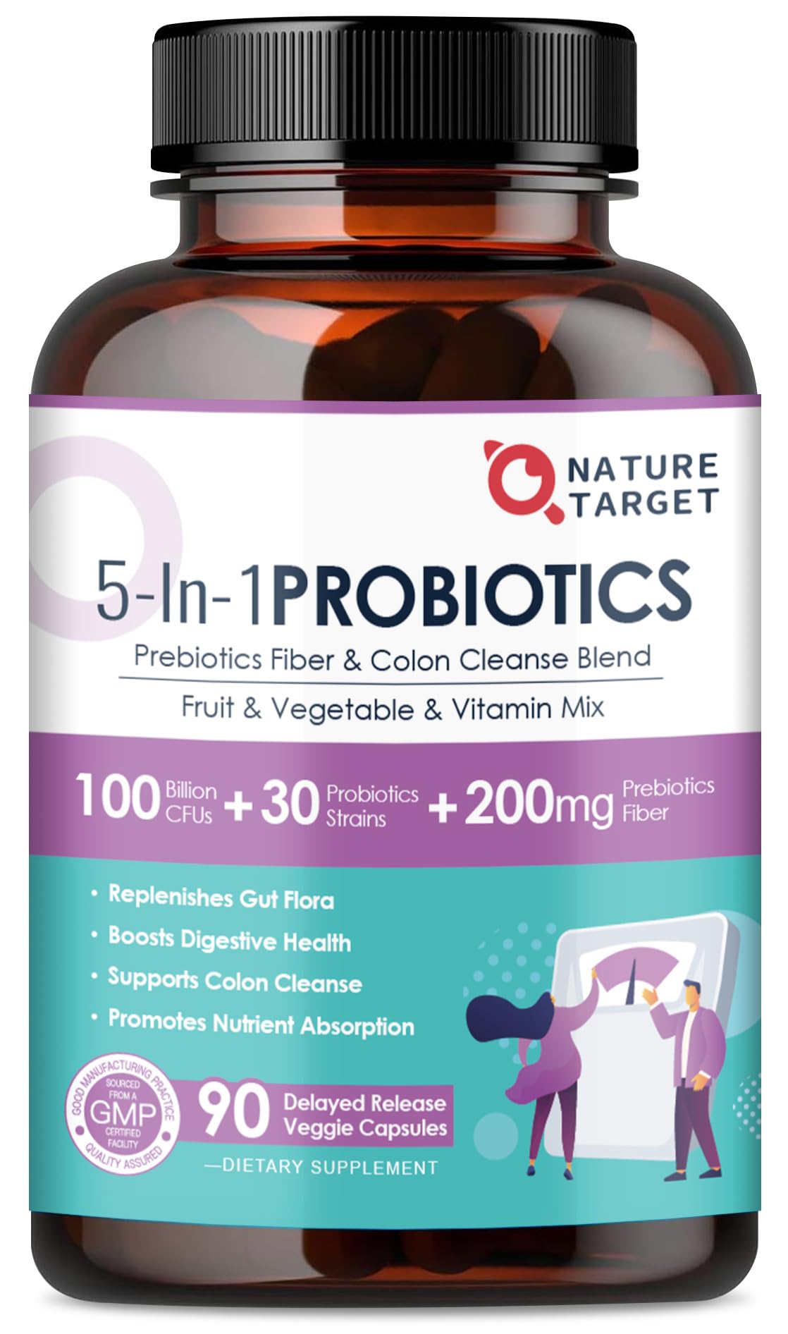 NATURE TARGET Probiotics 5 in 1 supplement front view