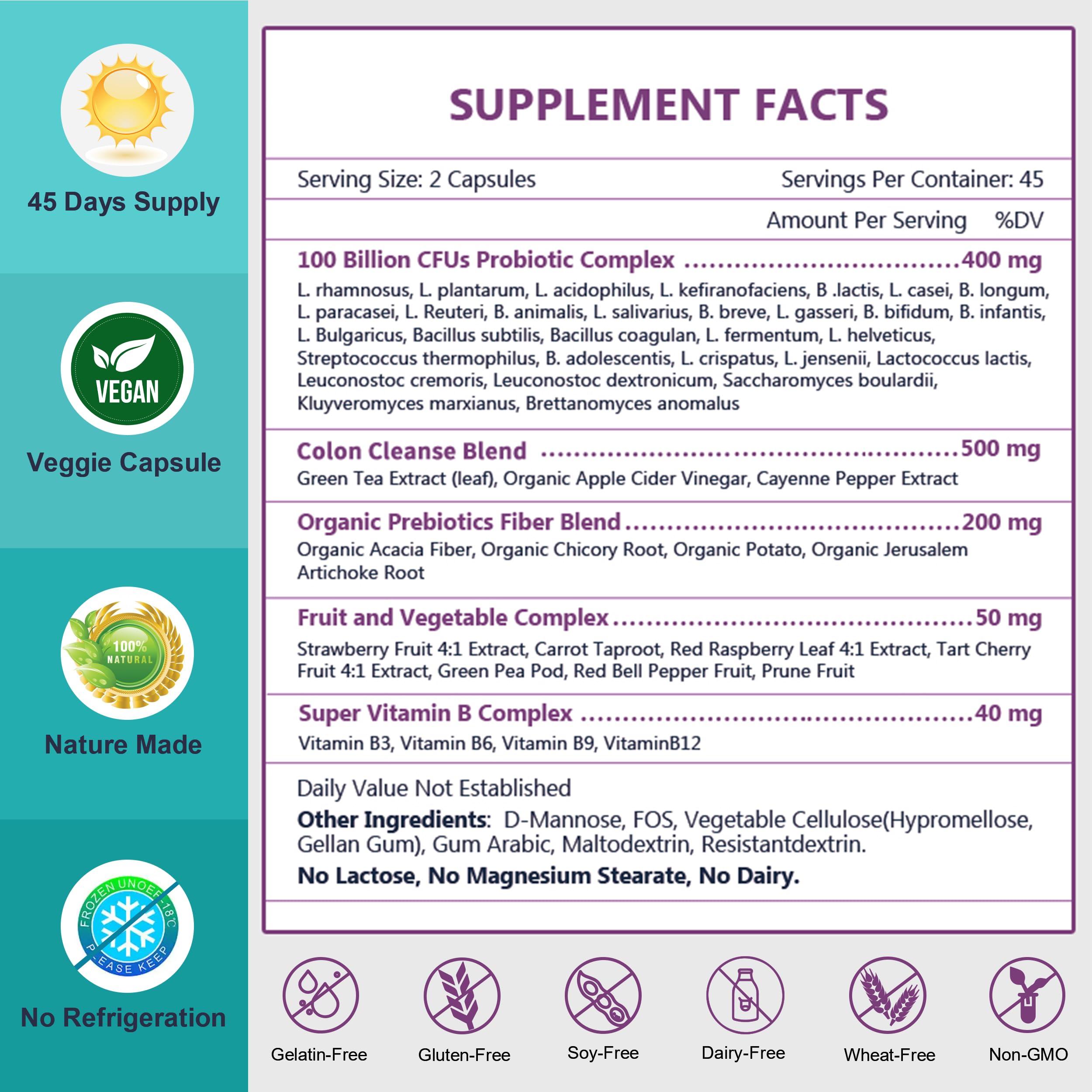 NATURE TARGET Probiotics 5 in 1 supplement with fruits and vegetables