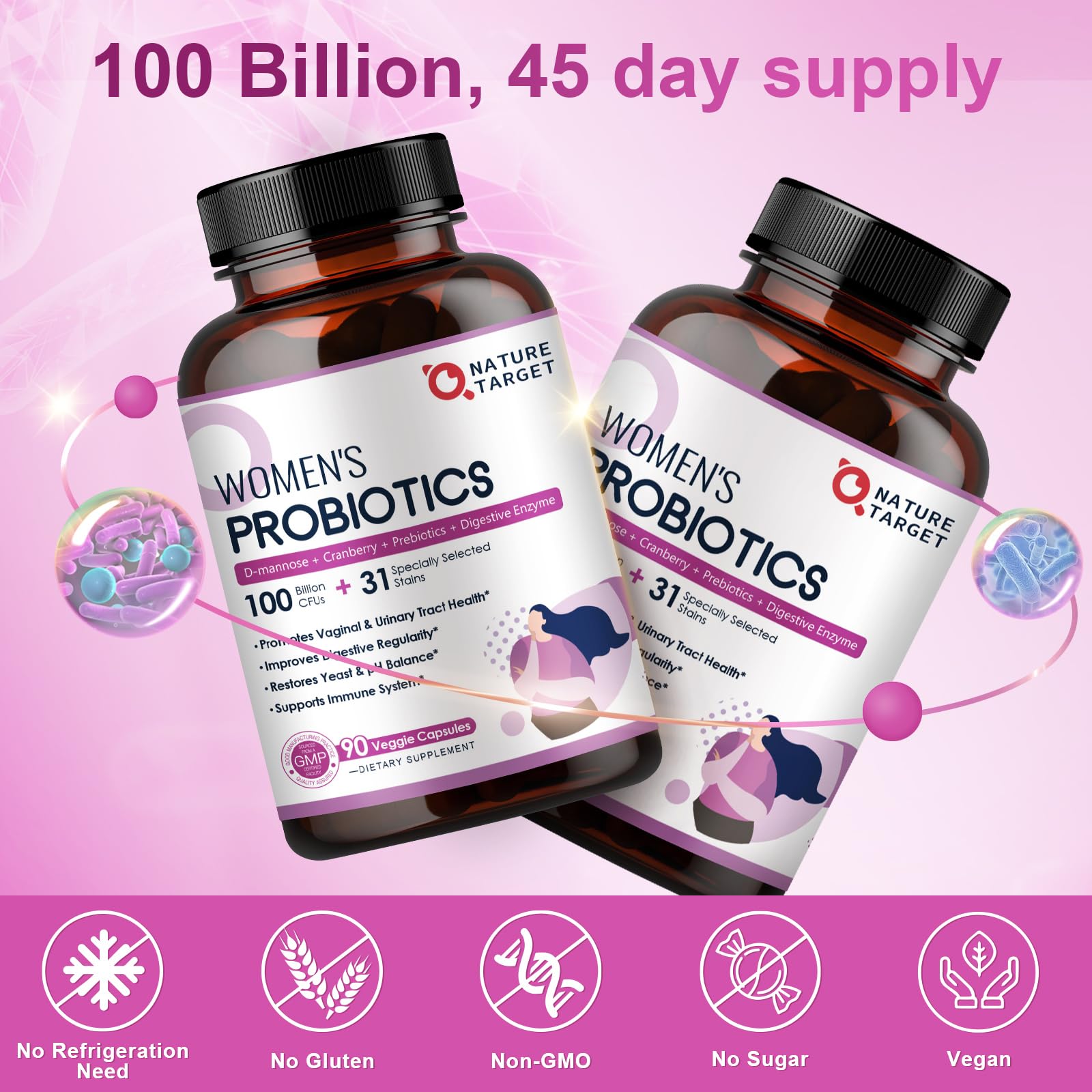 NATURE TARGET Probiotics shelf-stable bottle