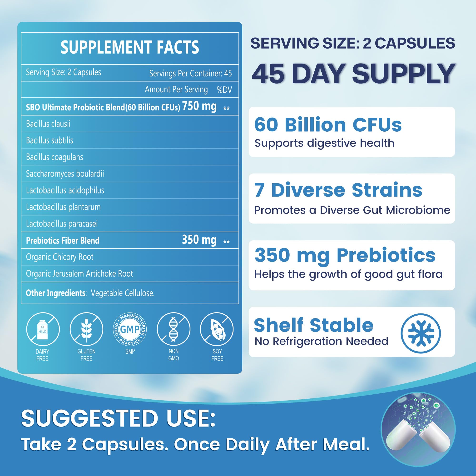 NATURE TARGET Sbo Probiotics bottle with open cap
