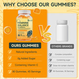 NATURE TARGET Vaginal Health Gummies on a kitchen counter with a glass of water