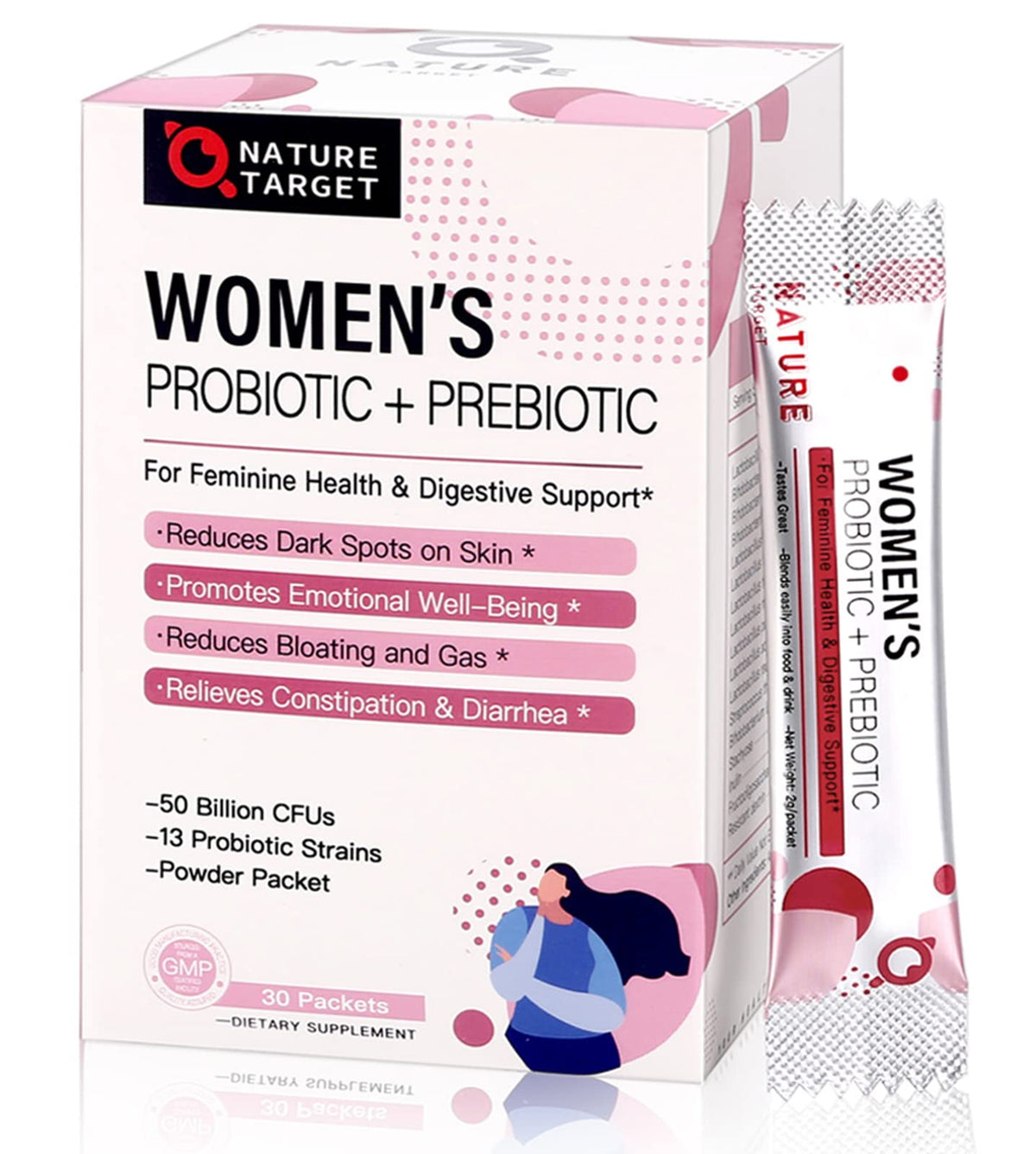 NATURE TARGET Women's Probiotics & Prebiotics 50 Billion CFU front view