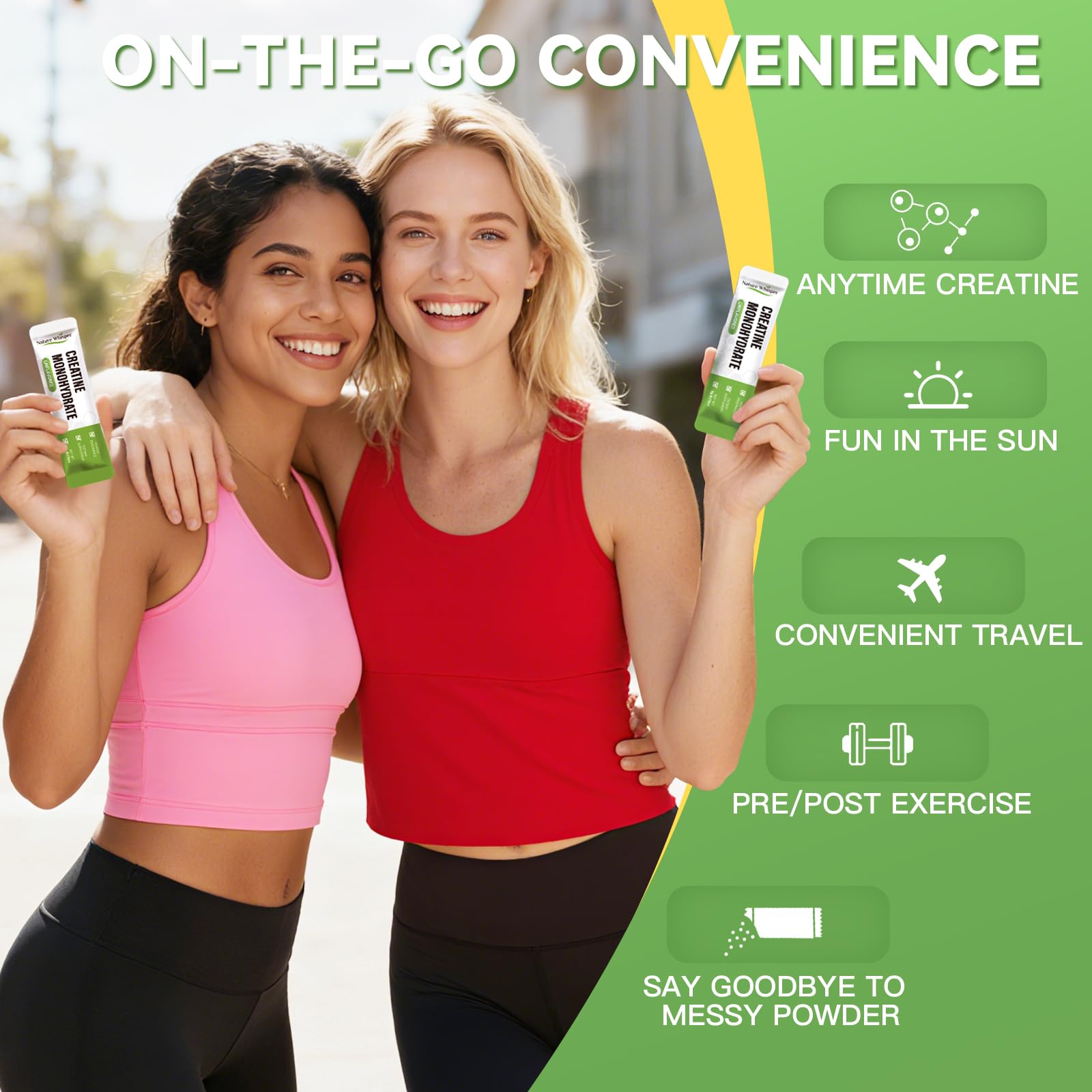 Nature Whisper Creatine Monohydrate Powder travel-friendly packaging