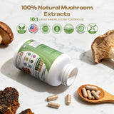 Nature Whisper Mushroom Complex 20 types capsules in a bowl