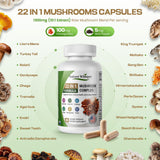 Nature Whisper Mushroom Complex 20 types capsules on a wooden table