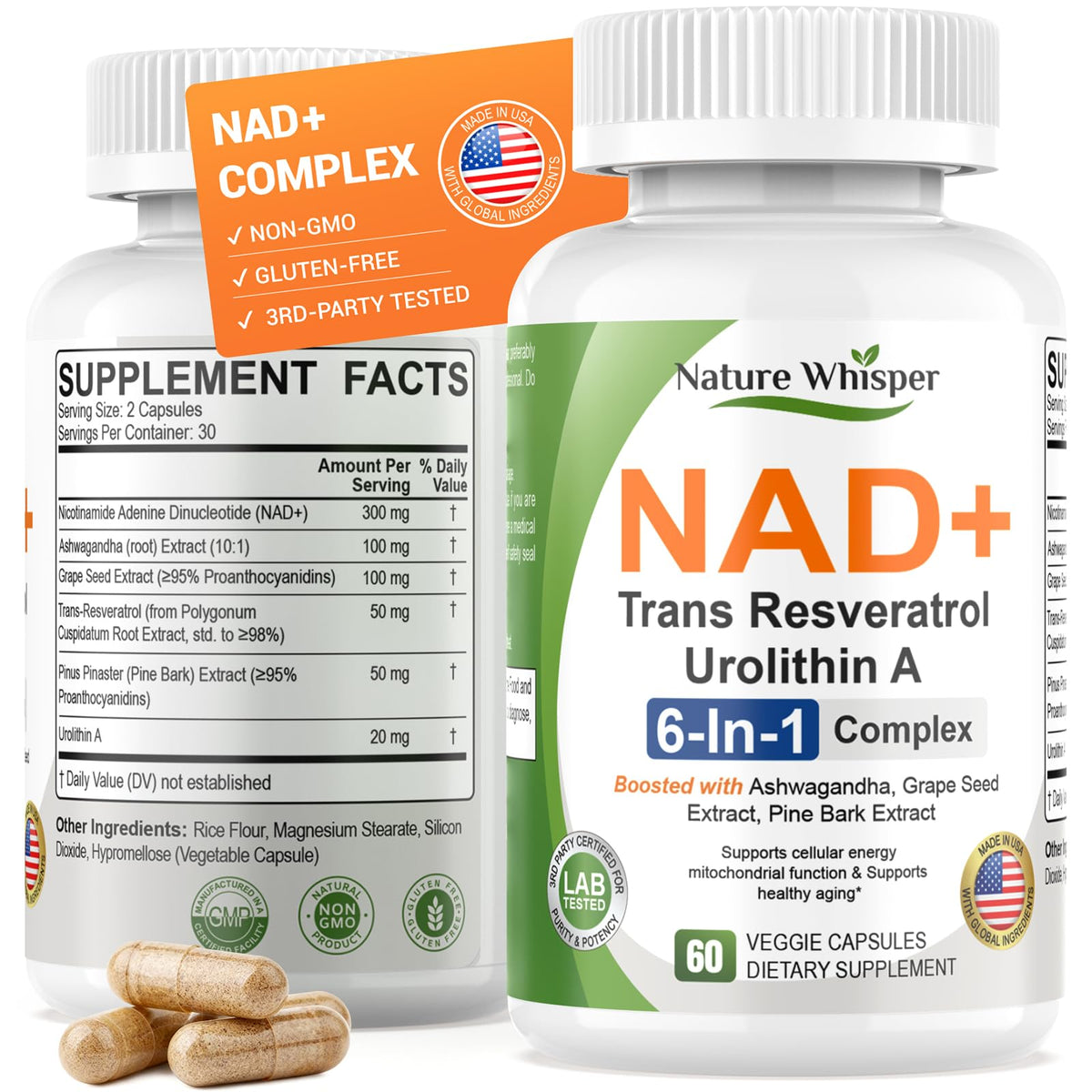 Nature Whisper Resveratrol 6-in-1 Supplement front view
