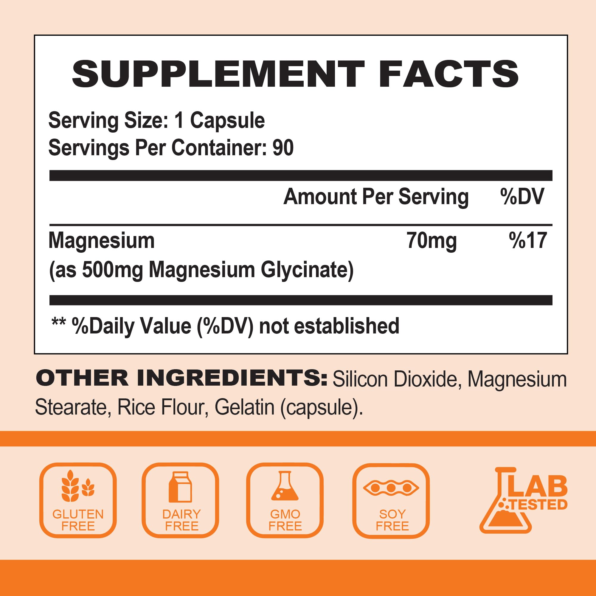 Nature4U Magnesium Glycinate Capsules side view showing capsule size