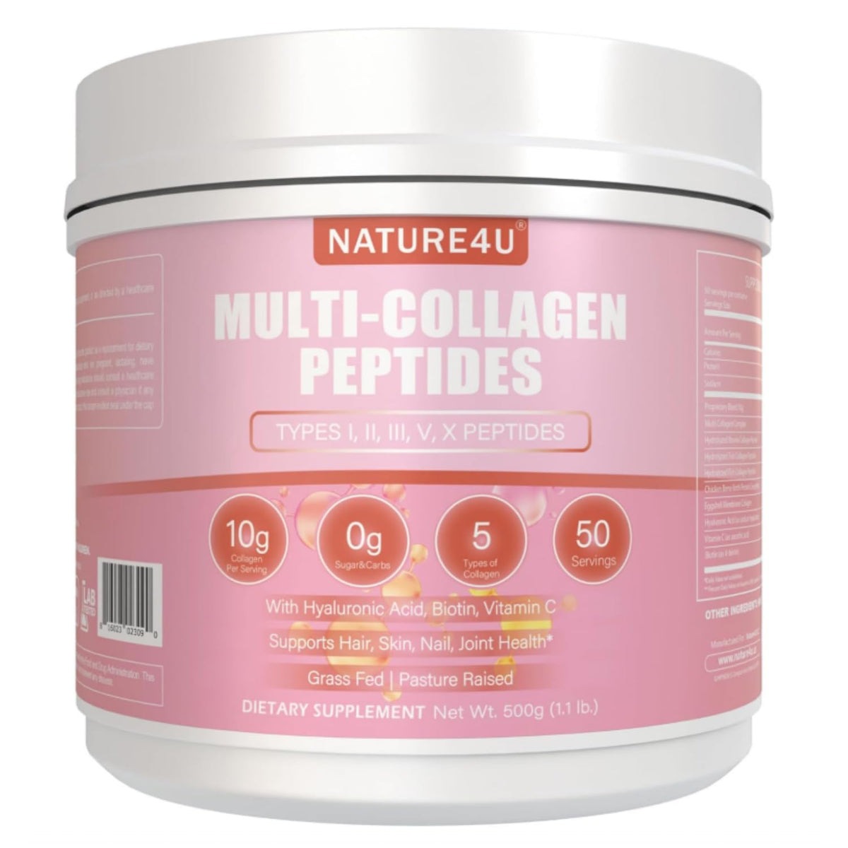 Nature4U Multi Collagen Peptides Powder front view packaging