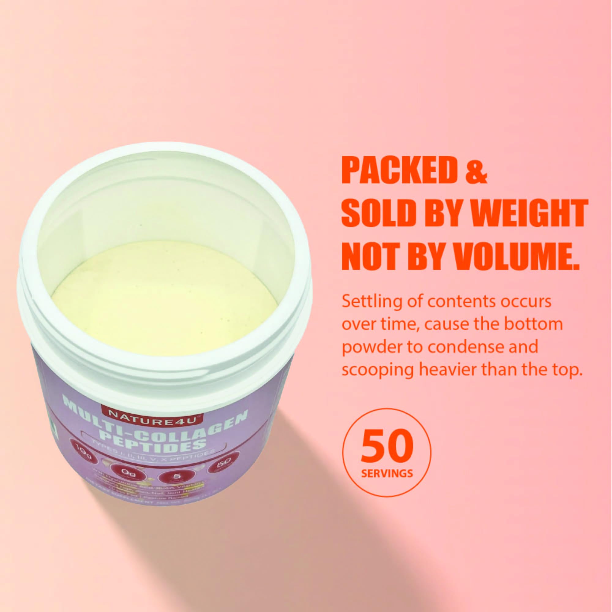 Nature4U Multi Collagen Peptides Powder side view packaging
