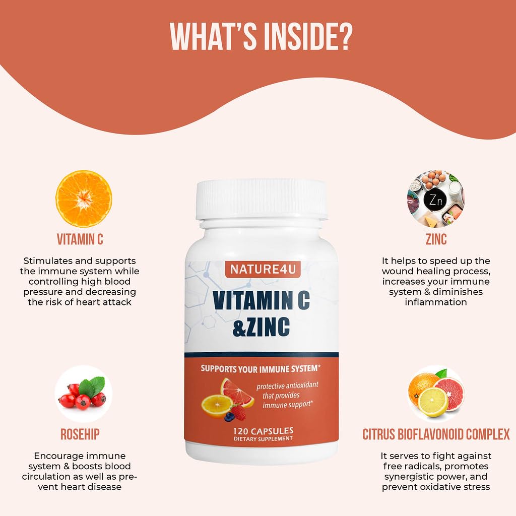 Nature4U Vitamin C with Zinc Capsules 150g packaging