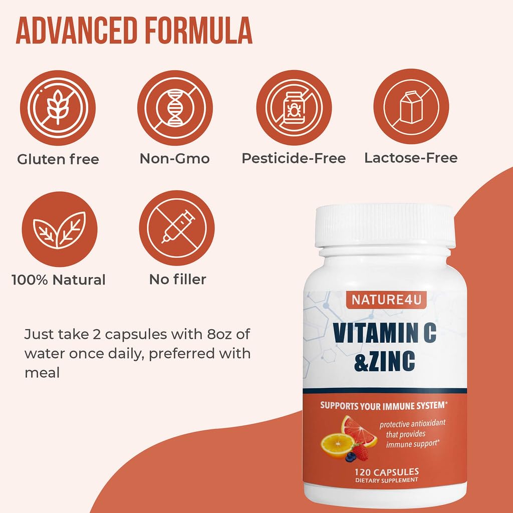 Nature4U Vitamin C with Zinc Capsules 150g supplement facts