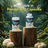 Naturealm Lion's Mane Mushroom Powder with a teaspoon for serving