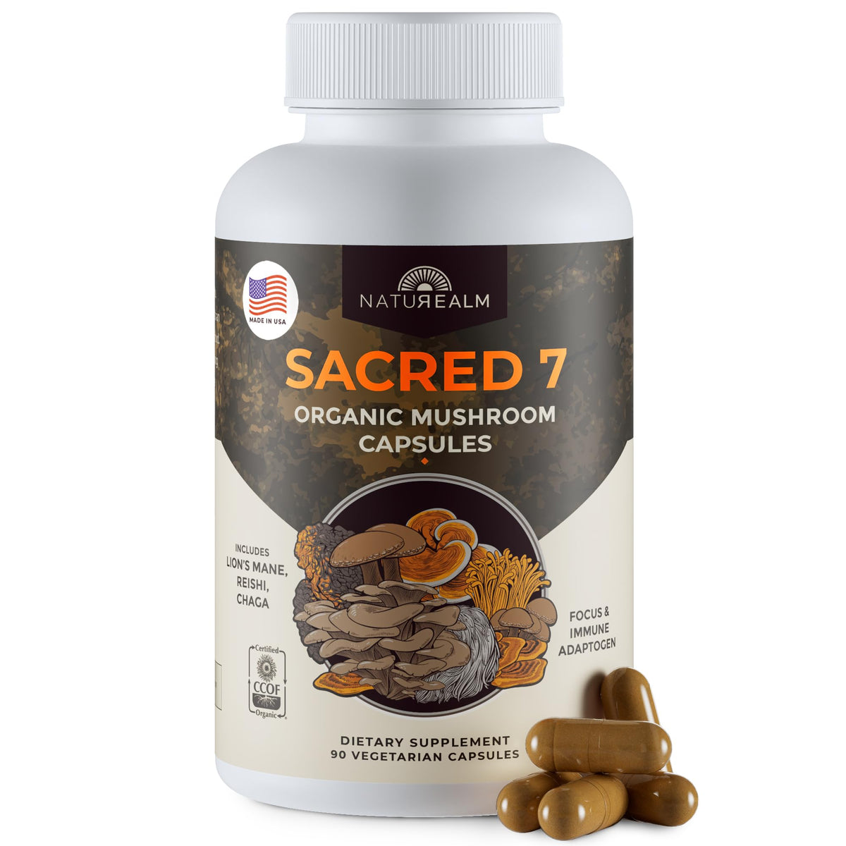 Naturealm Sacred 7 Mushroom Complex 1000mg front view