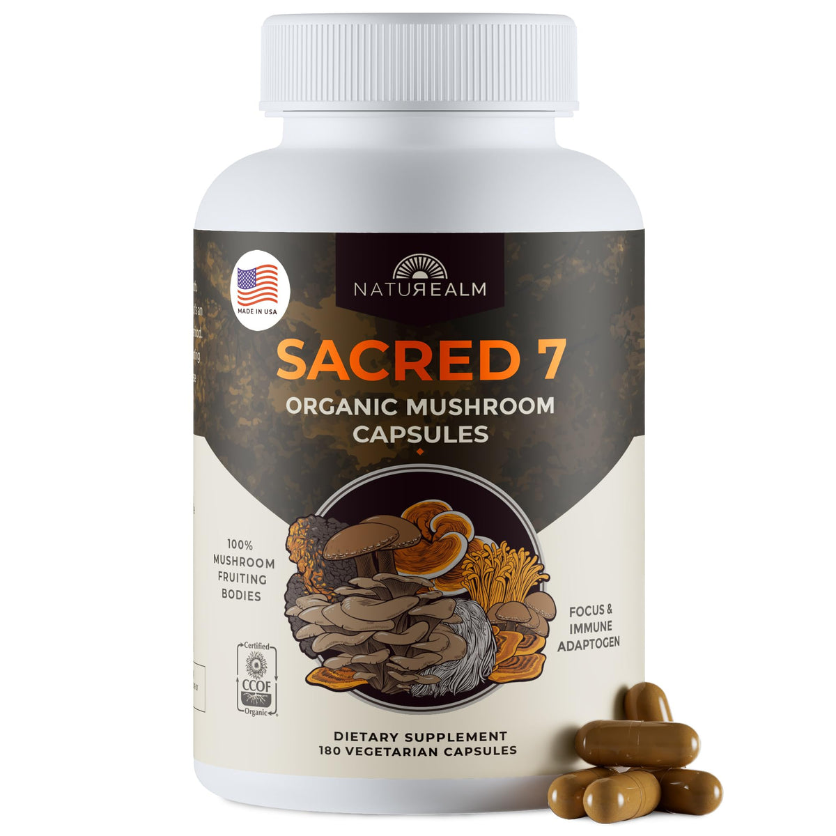 Naturealm Sacred 7 Mushroom Complex 1000mg front view
