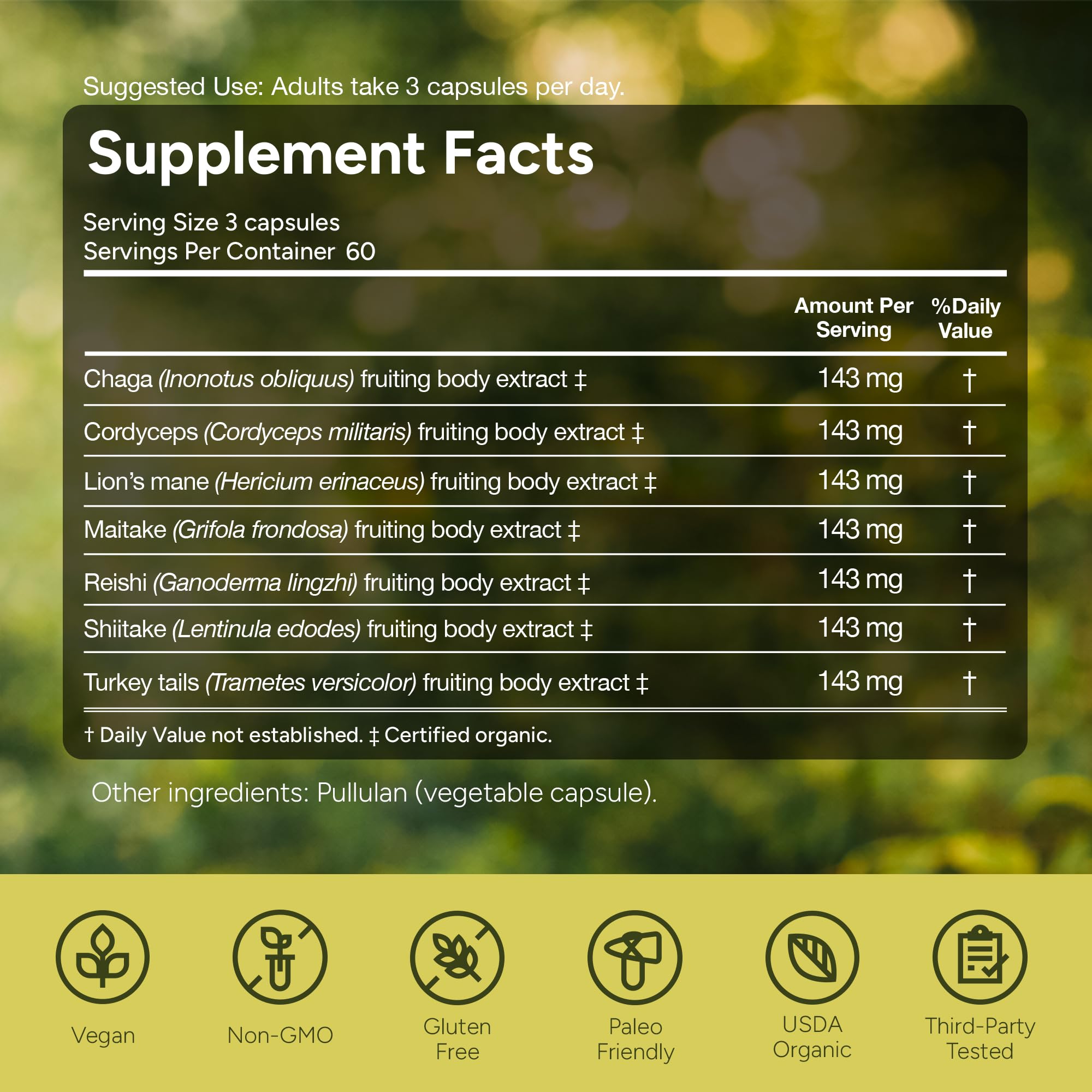 Naturealm Sacred 7 Mushroom Complex capsules in a hand