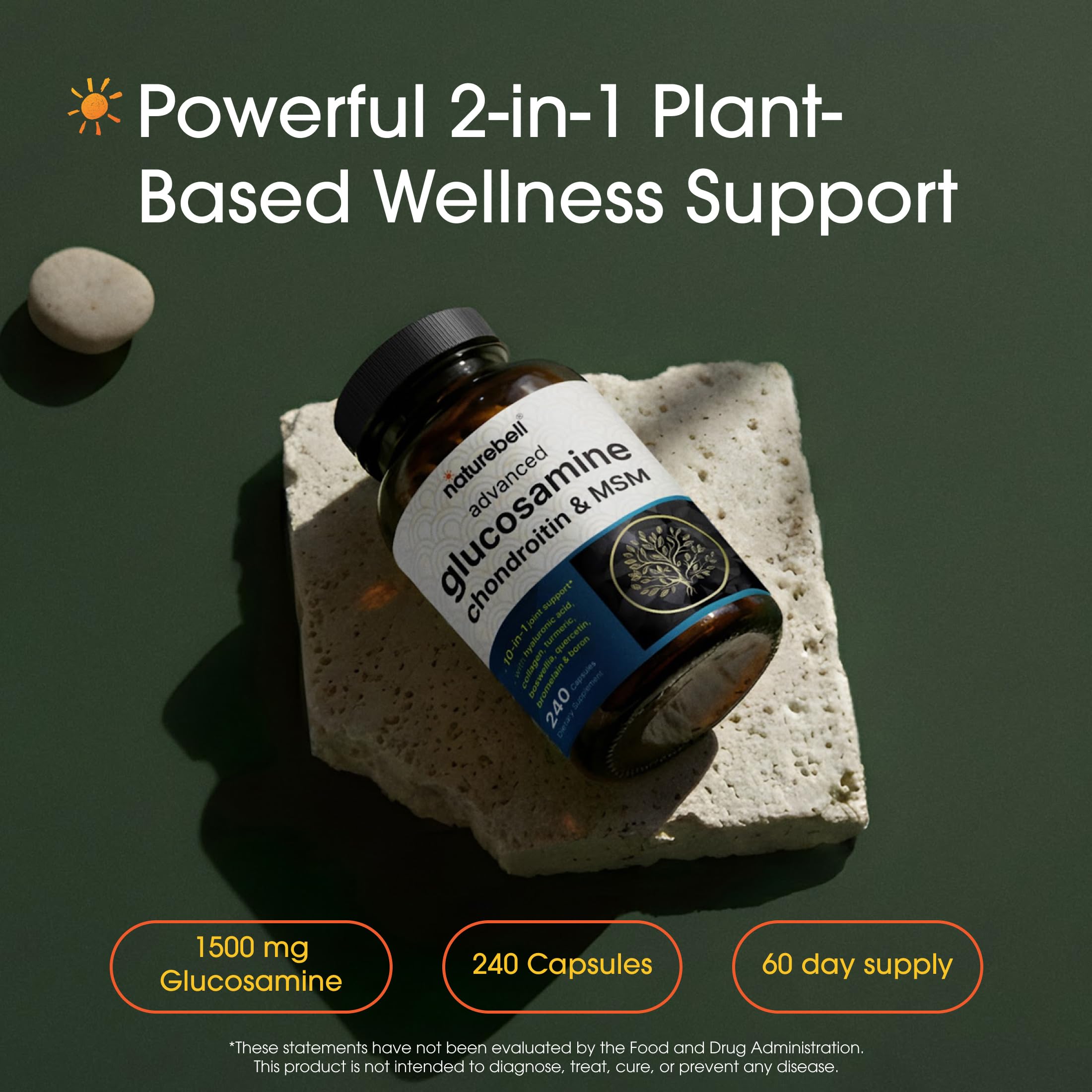 NatureBell Advanced Glucosamine Chondroitin & MSM capsules close-up