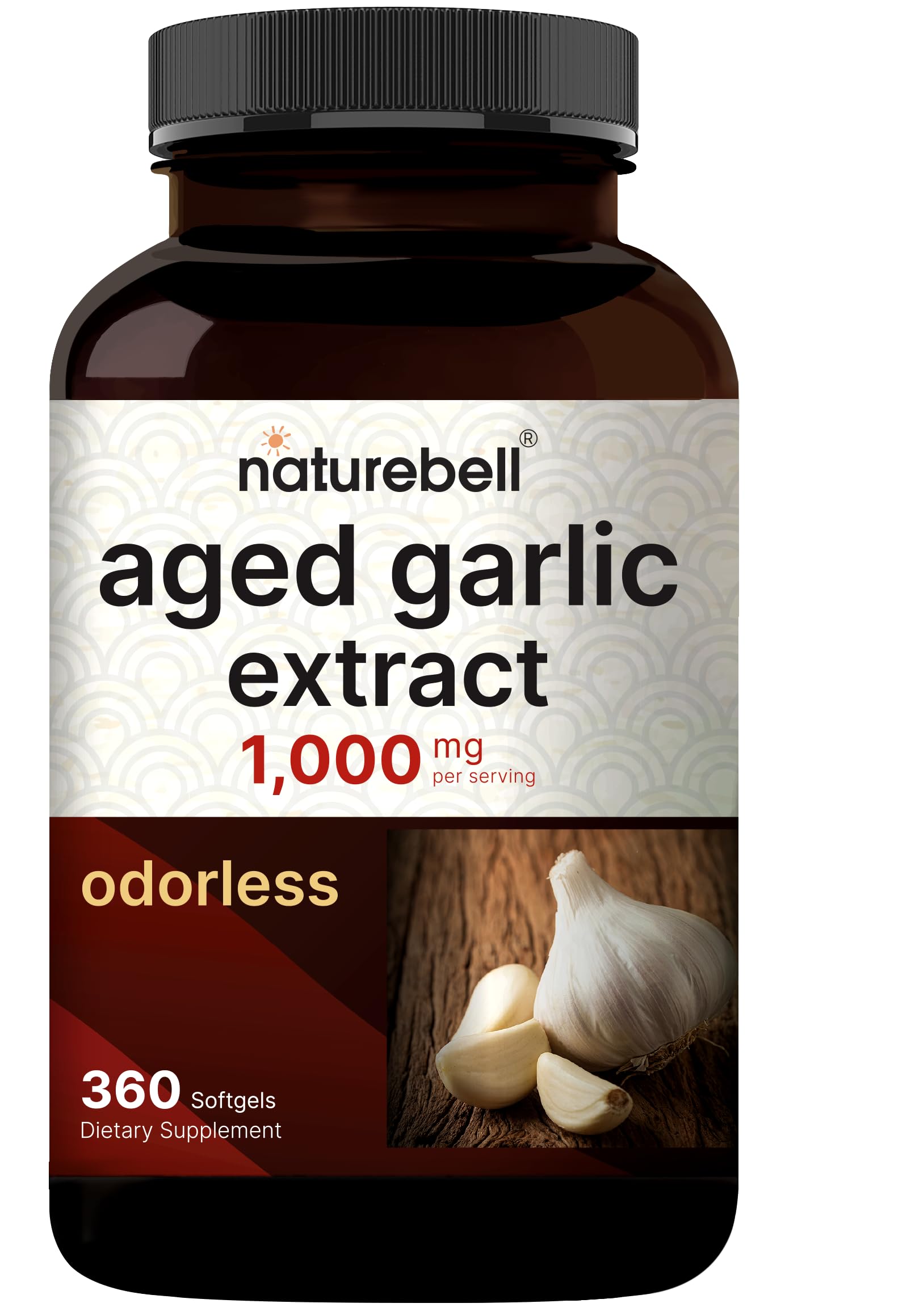 NatureBell Aged Garlic Extract Softgels 1000mg front view