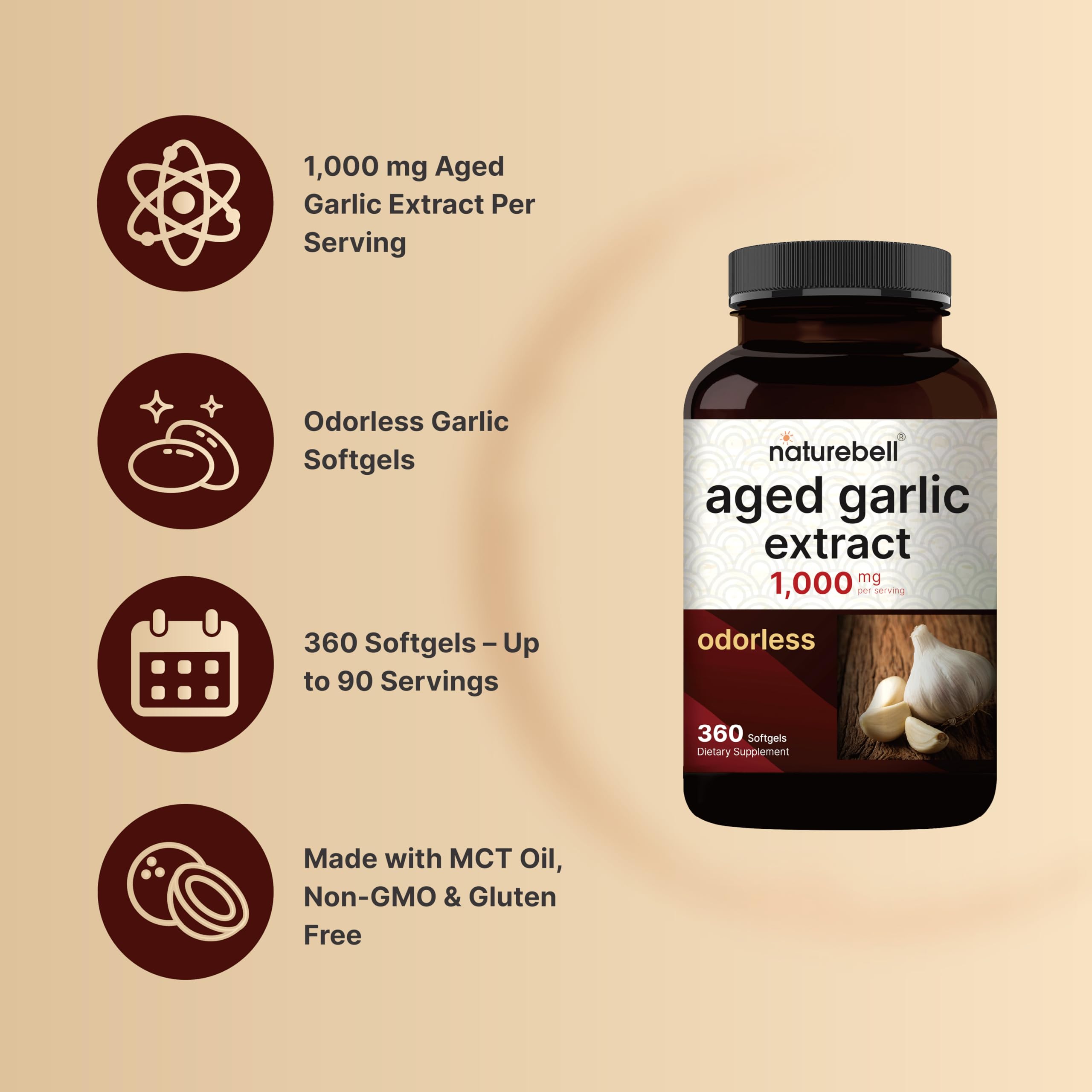 NatureBell Aged Garlic Extract Softgels close-up of softgel