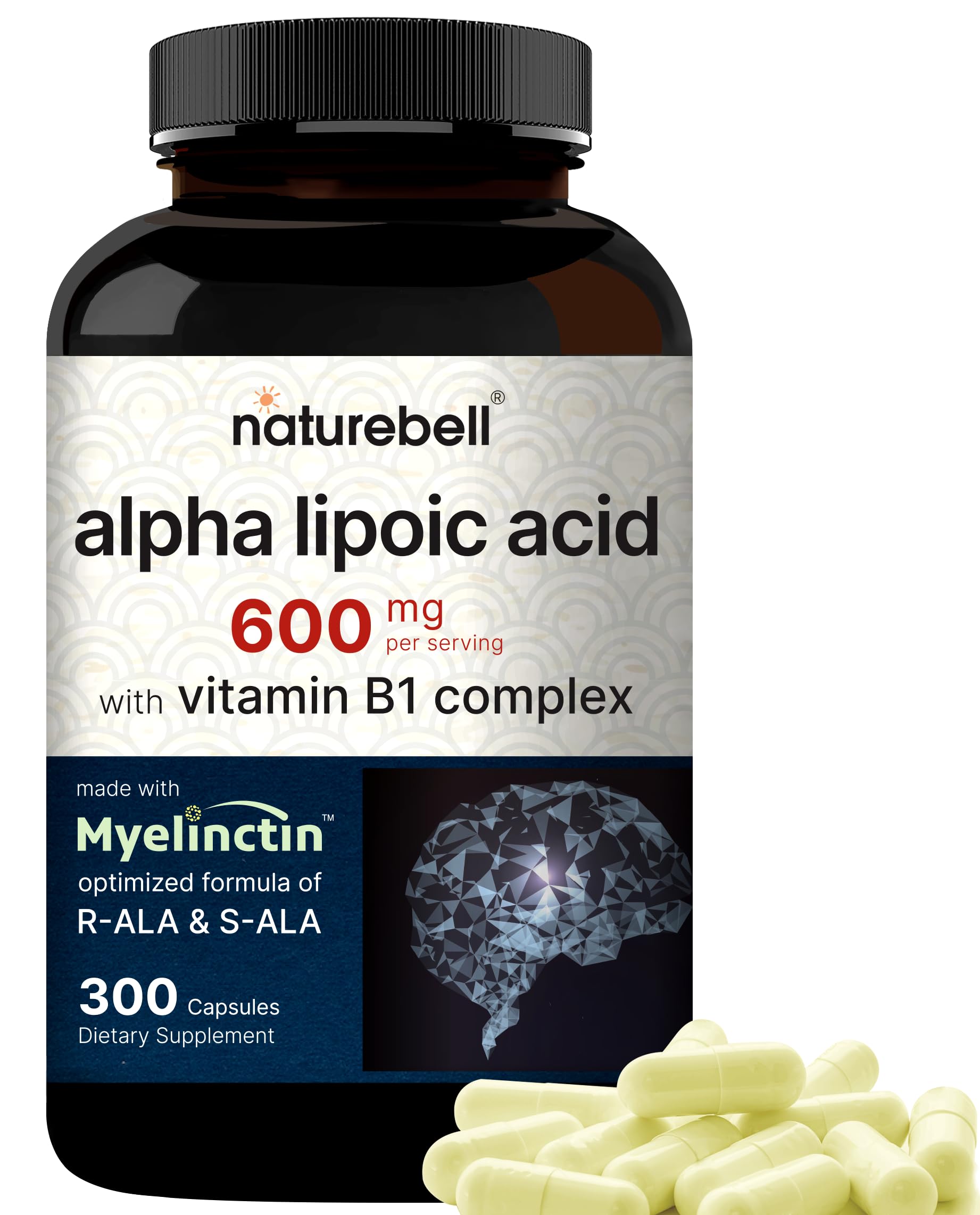 NatureBell Alpha Lipoic Acid 600mg capsules front view