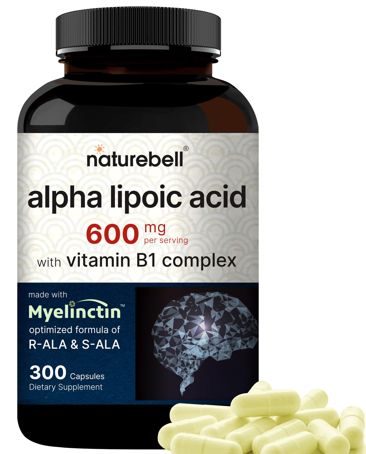 NatureBell Alpha Lipoic Acid 600mg capsules front view