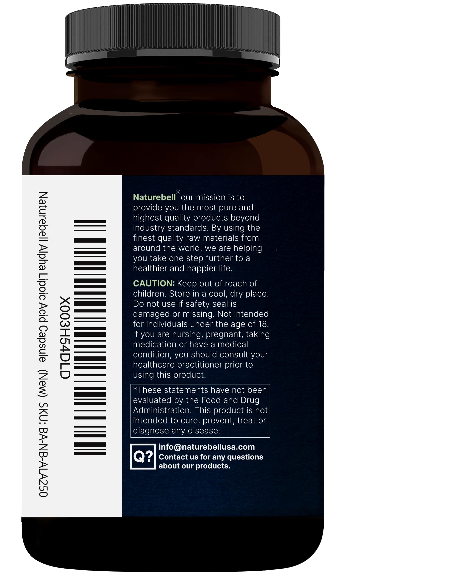 NatureBell Alpha Lipoic Acid capsules with a glass of water