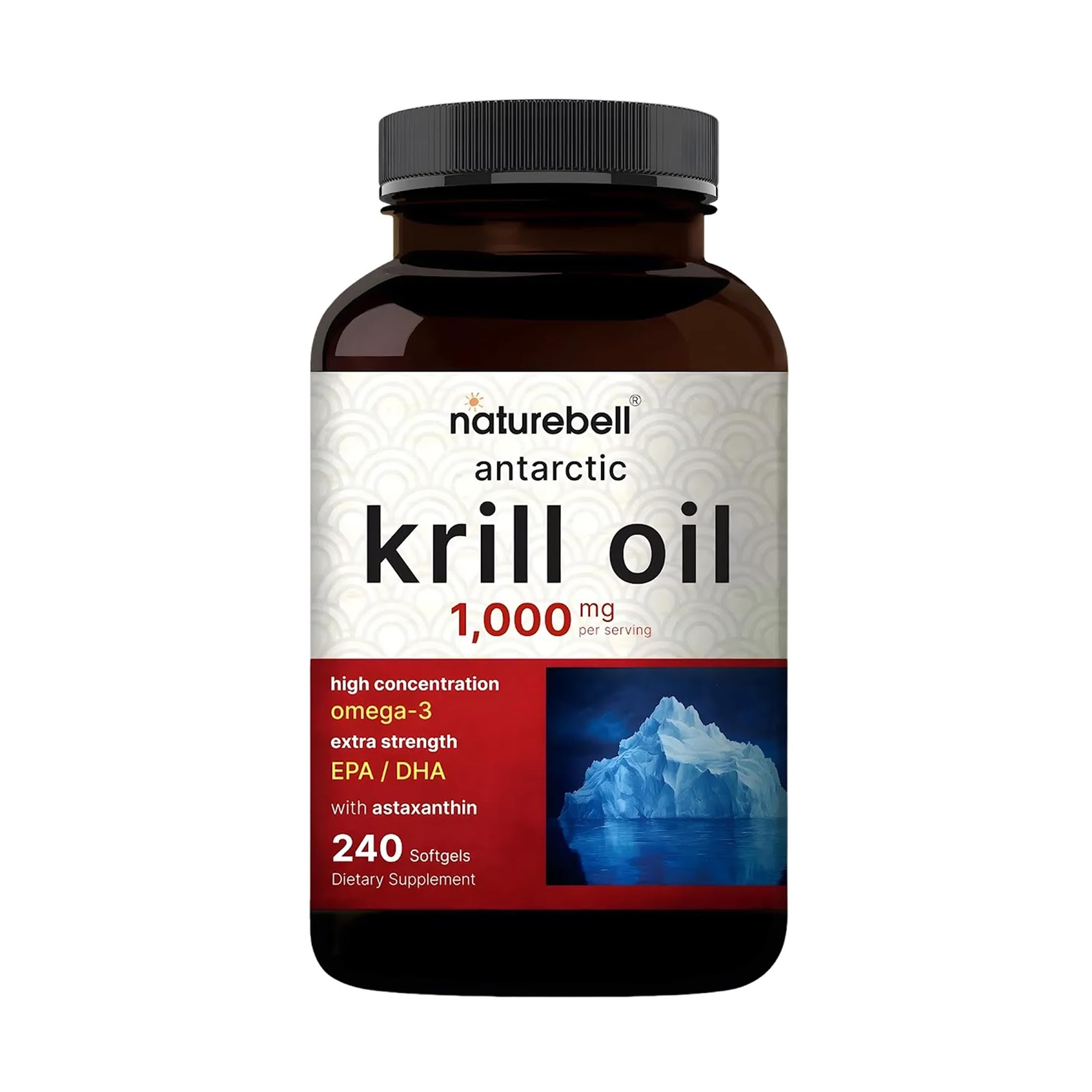 NatureBell Antarctic Krill Oil 1000mg softgels front view