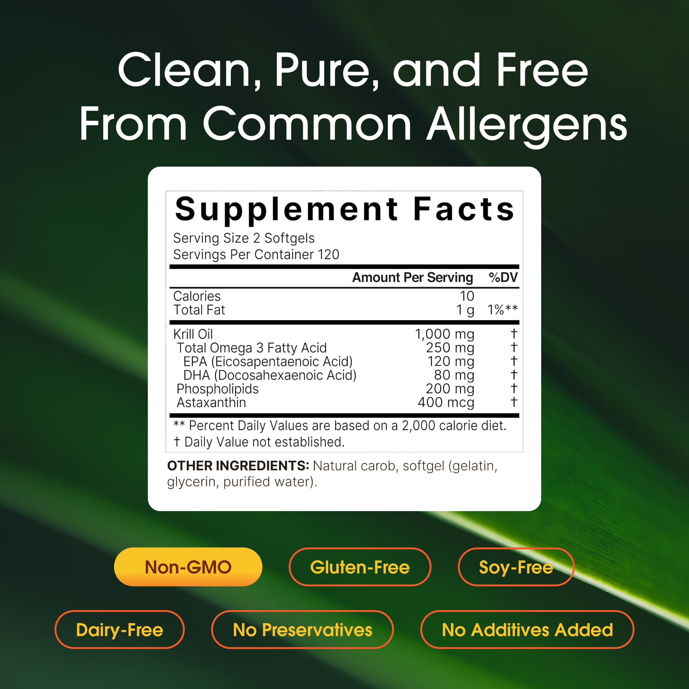 NatureBell Antarctic Krill Oil 1000mg softgels side view
