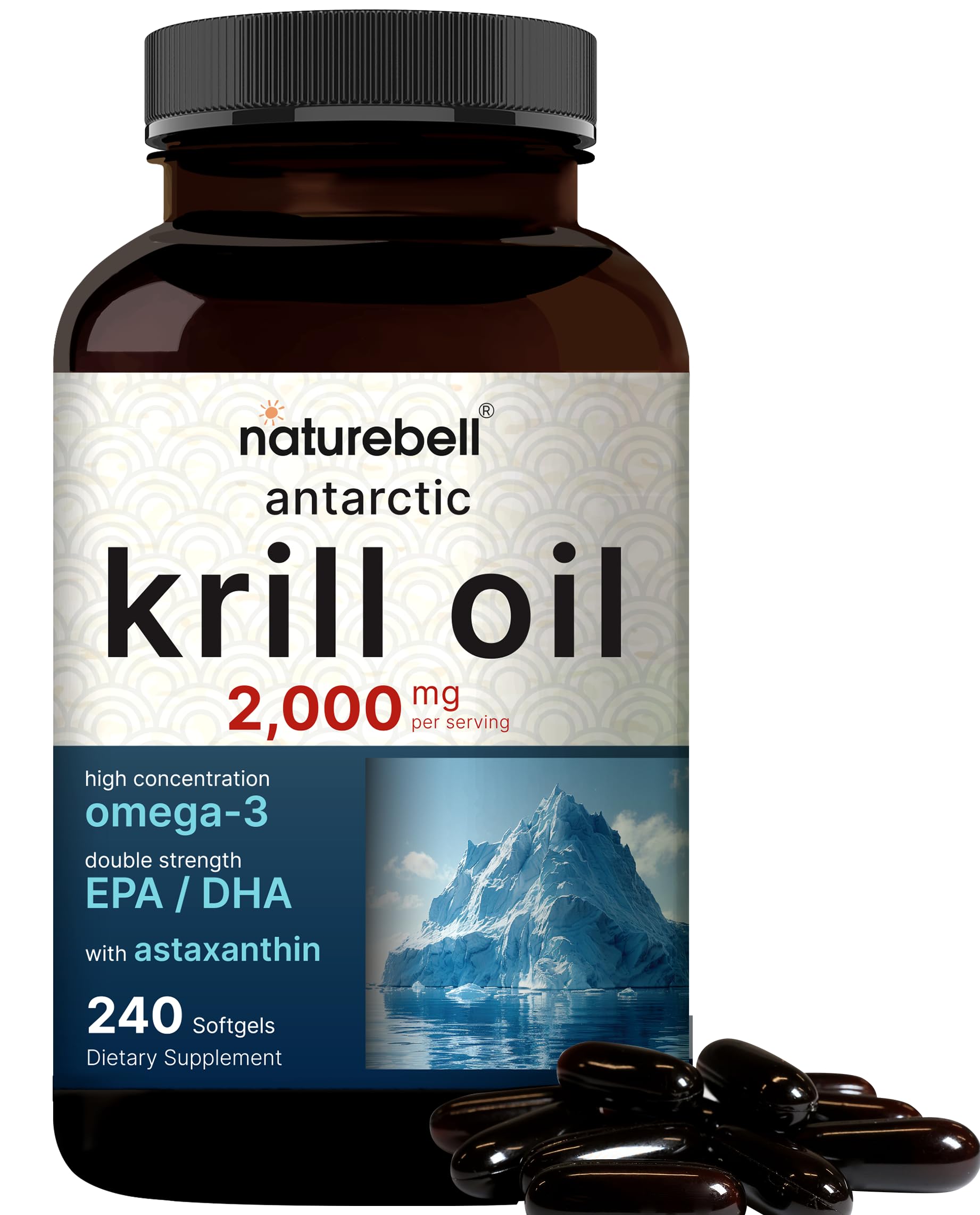 NatureBell Antarctic Krill Oil Softgels 2000mg front view