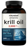 NatureBell Antarctic Krill Oil Softgels with a measuring spoon